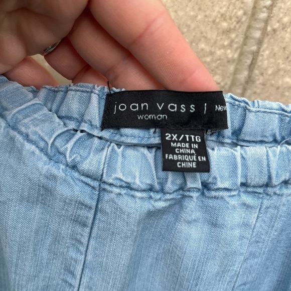 Joan Vass Brenna Angled Seamed Midi Denim Pull on Skirt Size 2X - Picture 5 of 7